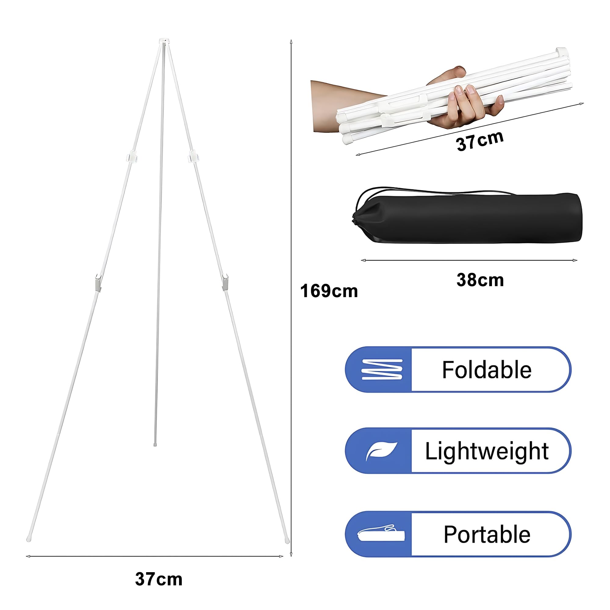 160cm Staffelei Groß Stand für Aufsteller Sitzplan Hochzeit Künstler Poster, Kappbar Stativ Staffelei Hochzeit, Easel Leinwand Ständer für Hochzeit, Malerei, Show (Weiß)