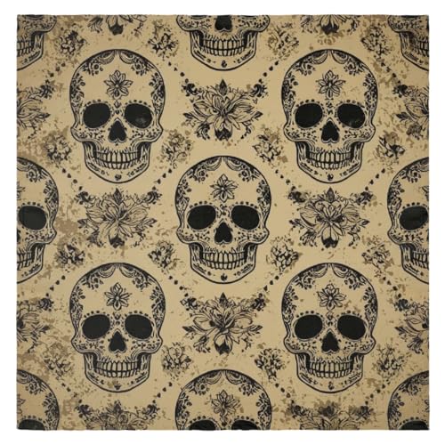 Servilletas de tela de calavera de azúcar, lavables, de gran tamaño, suaves, reutilizables, de satén, para fiestas, eventos, bodas, 50 x 50 cm, calidad de hotel