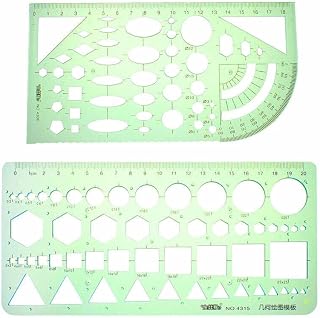 Tool parts Geometric Drawing Template Measuring Ruler 20cm 18.5cm for Engineering 2pcs