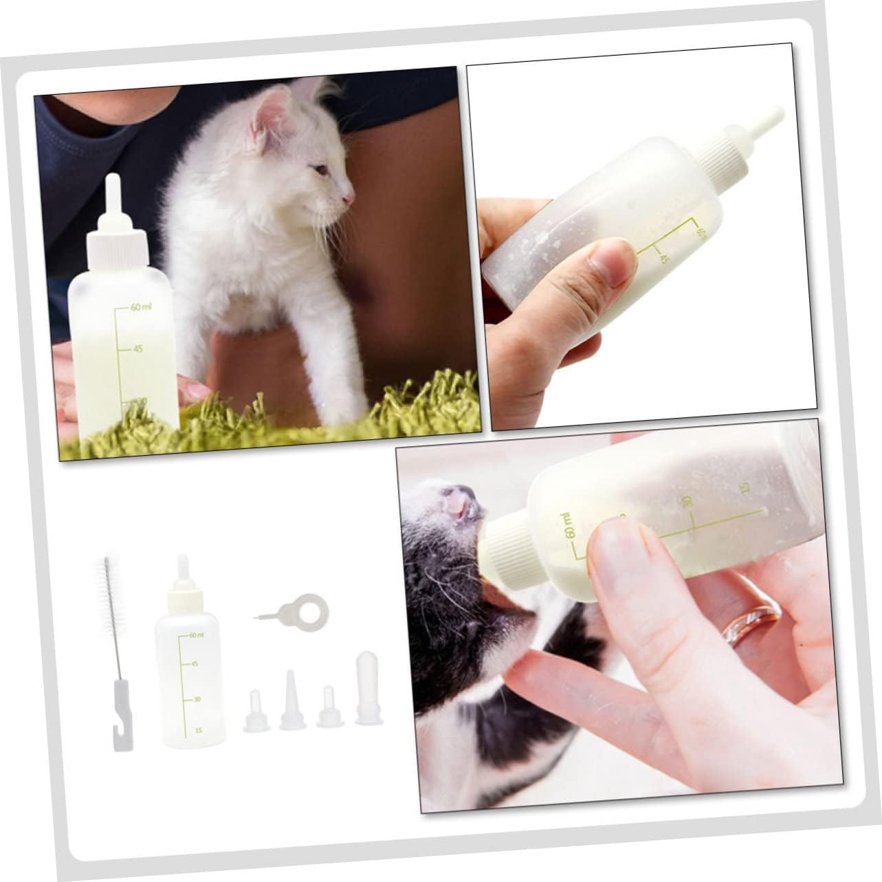 FRCOLOR 4sets Reusable Small Cat Feeding Bottles for Nursing Lightweight Pet Nursing Bottles for Kittens and Puppies Kit Easy to Use Portable and Safe Feeding
