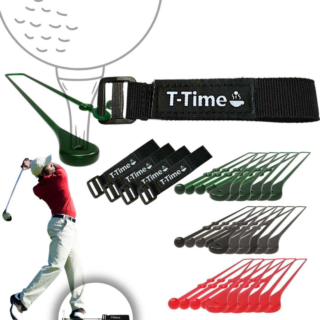 T-Time® Golf Tee Anchor Leash & Tether – US Patented – Keeps Tees in Place for Driving Range and Simulator Practice.