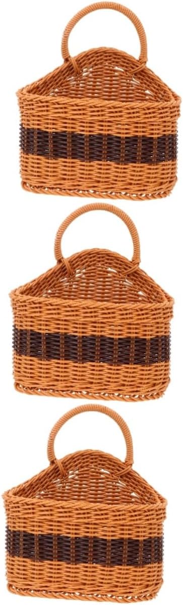 IMIKEYA 3pcs Elegant Decorative Flower Basket Woven Craft Basket Adornment Wall Hanging Hanging for Kitchen for Home Office
