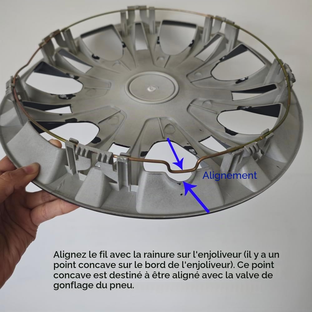 16 Pouces Noir Argent Enjoliveurs pour Jantes en Acier - 4 pièces, ABS, Installation par clipsage