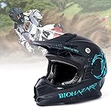 Orthrus Dirt Bike Helmet for Adult, Biohazard-Blue Patterns ATV Motocross Helmet Off-Road Motorcycle...