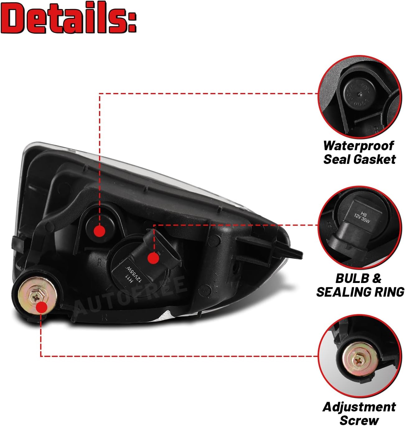 Fog Lights for Honda Civic 2004 2005 2/4 Door with H8 12V35W Fog Lamps Assembly Replacement Included Wiring Kits & Switch- 1 Pair (Clear Lens)