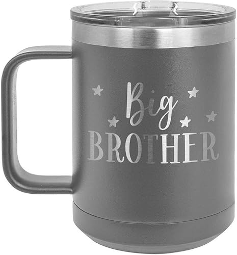 BIG BROTHER Taza de café gris de 15 onzas con tapa deslizante  Taza de café de viaje aislada  Ideas de regalo únicas de mujeres u hombres  Compare