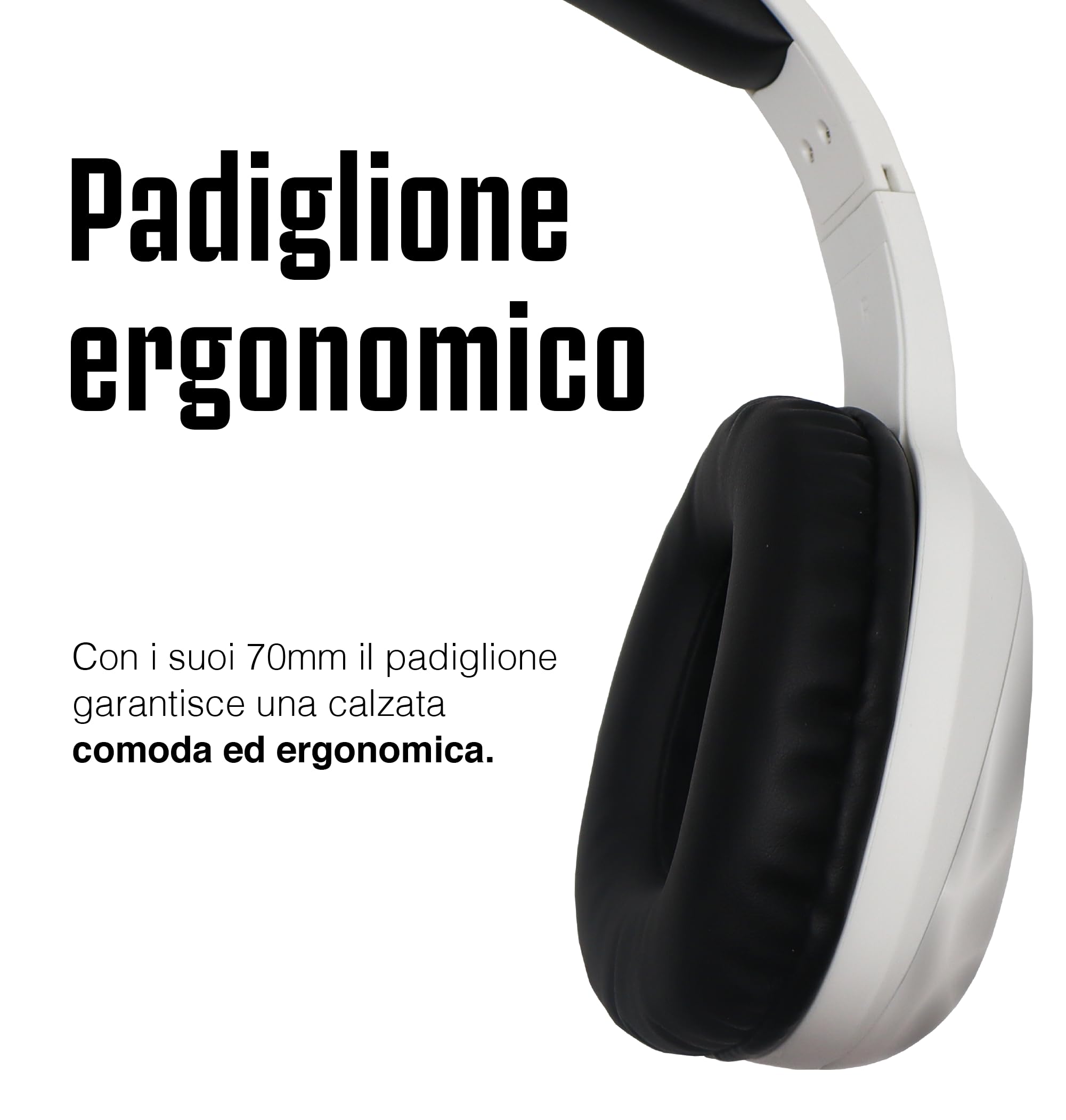 TECHMADE Juventus - Cuffie Senza Filo Cuffie Wireless Over-Ear, Cuffie Bluetooth Regolabili, Cuffie con Microfono Incorporato, HiFi Stereo, Micro SD Slot, per iPhone/Android/Viaggio/PC