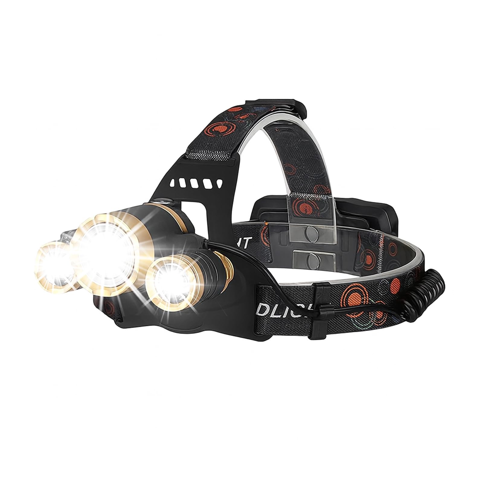 ABUNRO Head Torch Rechargeable, 6000L Super Bright Headlamp with 3 Lighting Modes, 6000mAh Capacity, 20 Hrs+ Runtime - IPX6 Waterproof Adjustable Focus Headlight for Running, Hiking, Fishing etc.