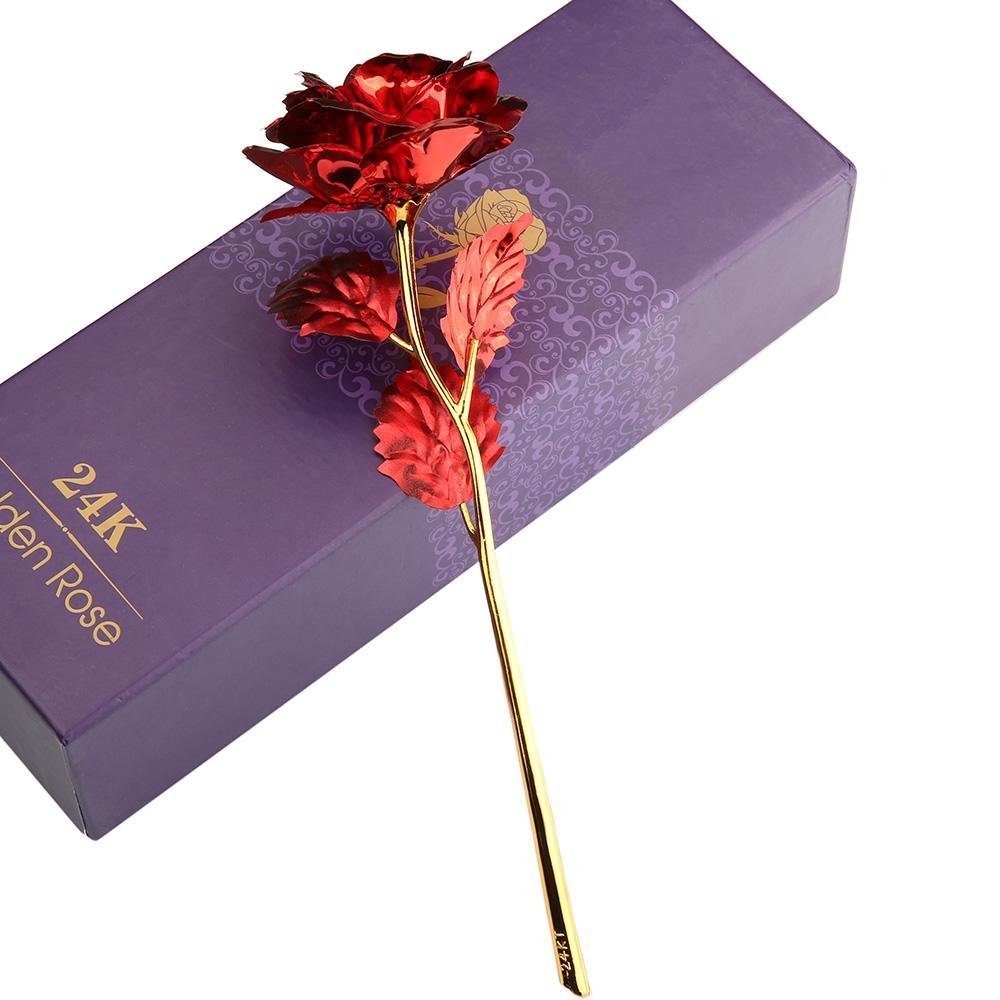 BOOSTY 24K Full Red Gold Rose 10 INCHES With Gift Box - Best Gift For Loves Ones, Valentine's Day, Mother's Day, Anniversary, Birthday-image-46