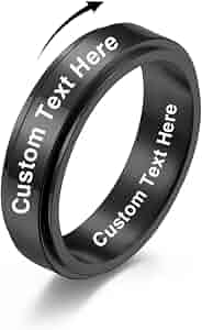 Whoiy Stainless Steel Custom Engraved Wedding Ring - 6mm Width, Polished, Multicolor, For Women & Men - View #3
