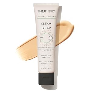 MDSolarSciences Gleam Glow Sunscreen SPF 50 Sheer Glow Tinted Moisturizer with Broad Spectrum UV Protection Infused with Antioxidants