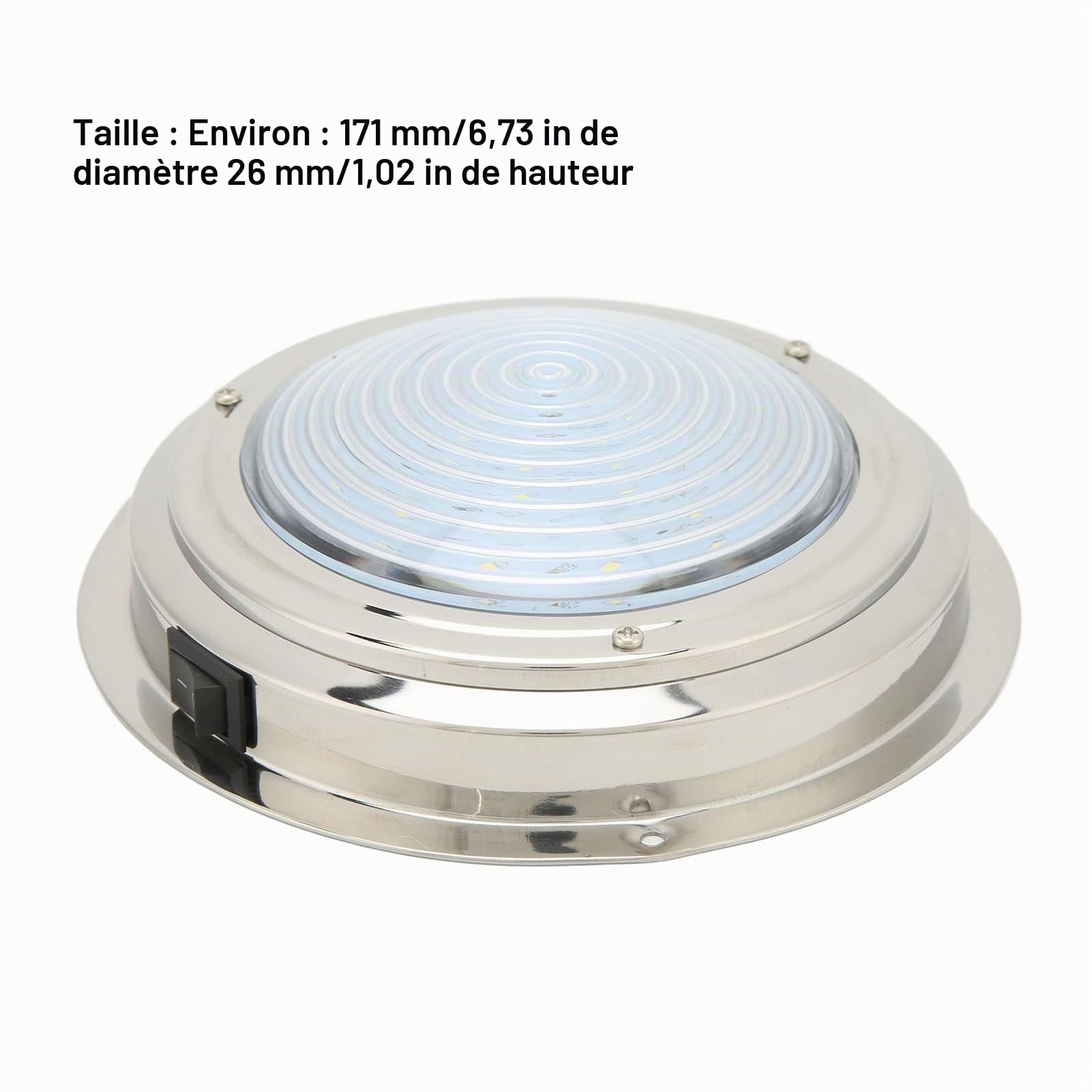 Akozon Plafonnier LED pour Yacht, Lumière de Courtoisie à DEL pour Bateau de 6,5 Po 12VDC 18 Perles de Lampe à LED en Acier Inoxydable 316 pour RV Salle de Bain Couloir