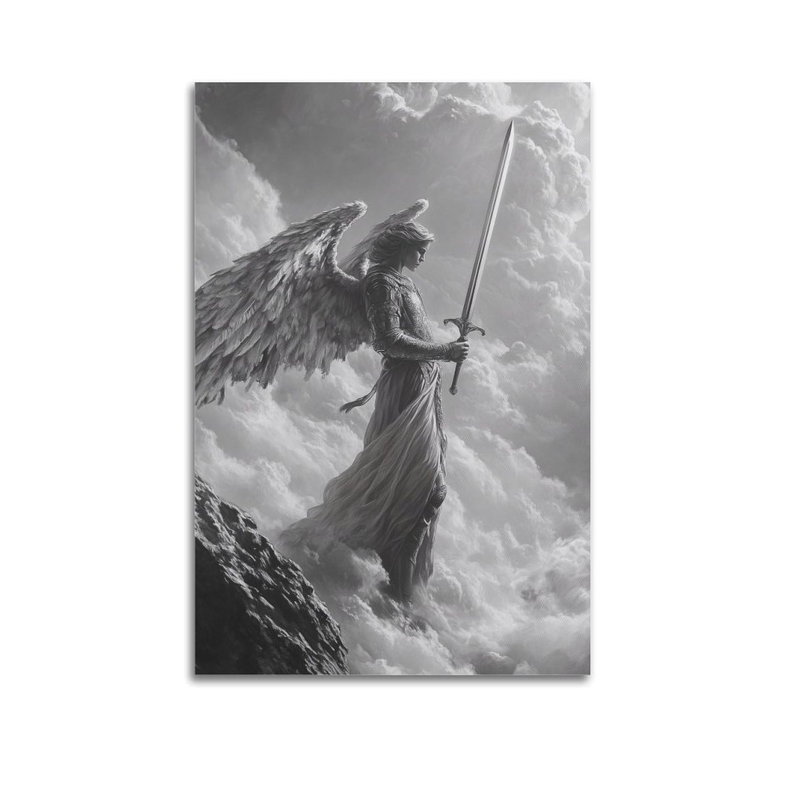 XKUGA Zen Gothic Christ Poster Archangel MichaeI Modern Decorative Canvas Prints - Ideal Wall Art for Family, Man Cave, Game Room, Boys & Girls Bedroom 24x36inch(60x90cm)