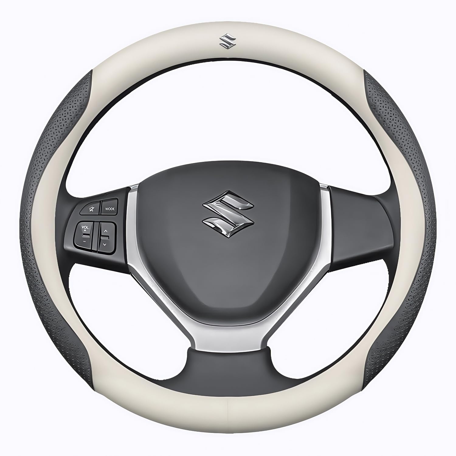 Leather Steering Wheel Cover for Suzuki Jimny 5 Doors 2023 2024 2025, Steering Wheel Protector, Vehicle Steering Wheel Decor, Car Steering Wrap, Car Steering Grip, Car Accessory,White-Black