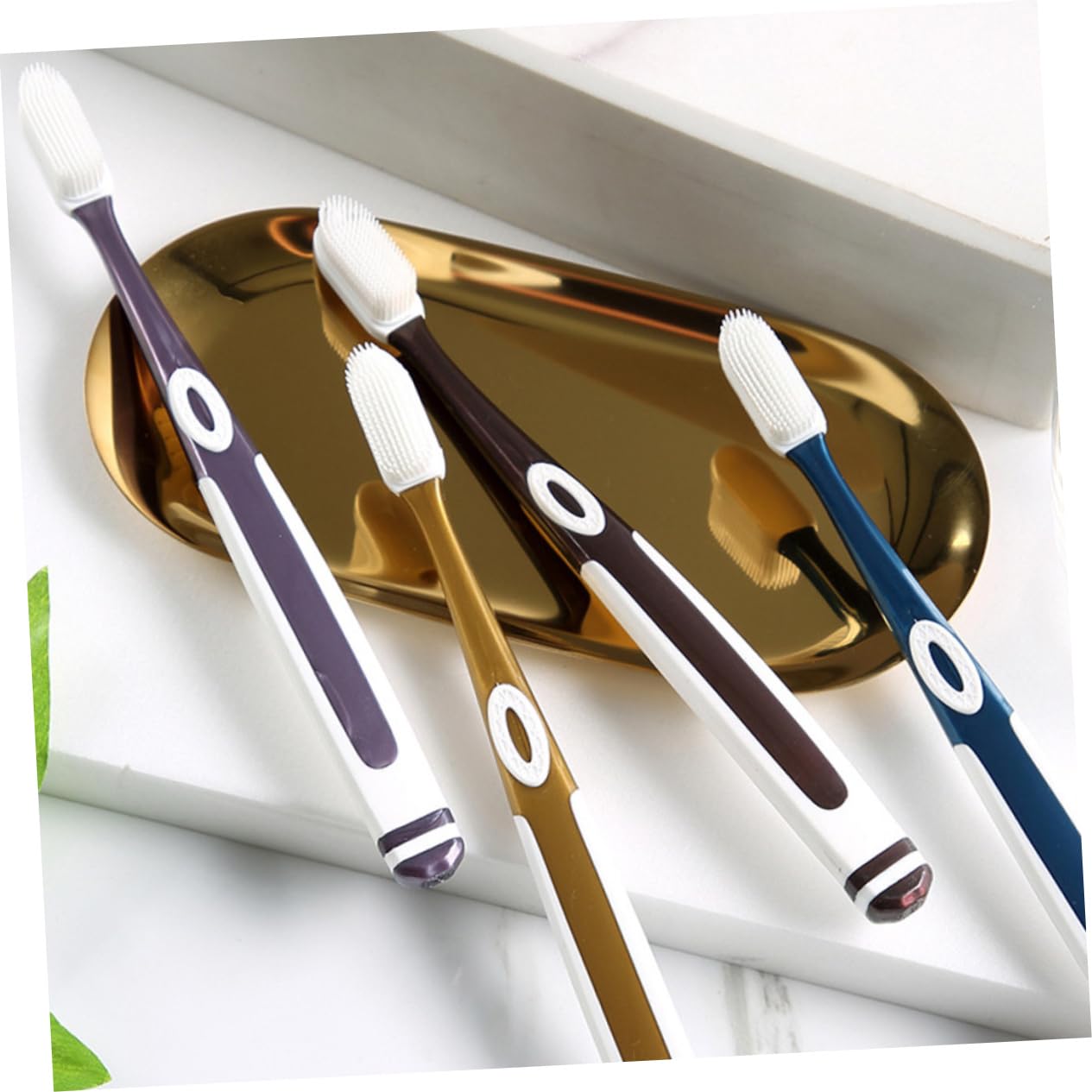 COLLBATH 3sets Spazzolini Per Adulti Testine Morbide Per e Antiscivolo Per Gengive Sensibili