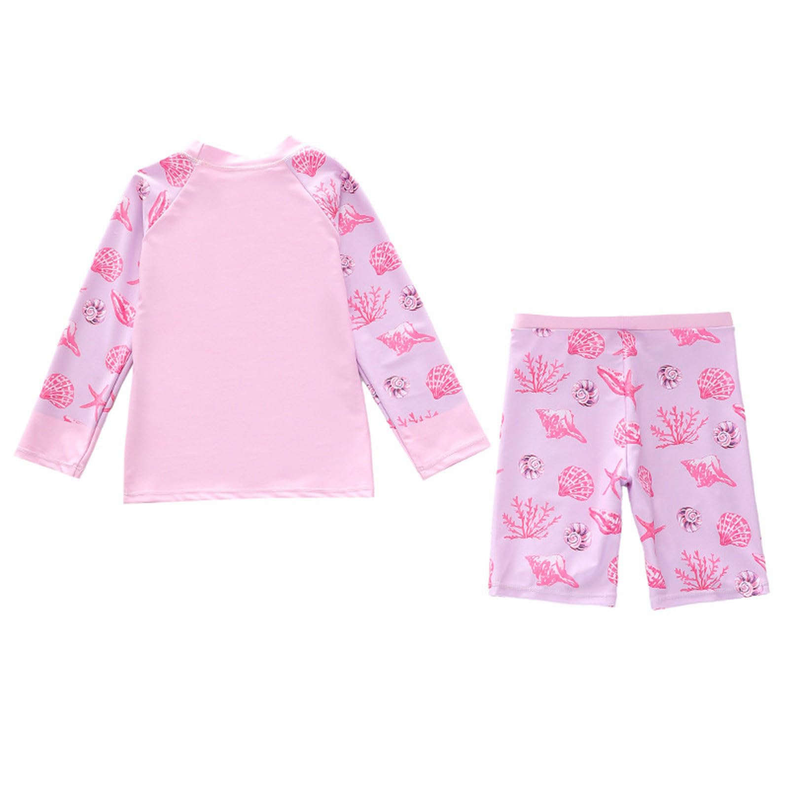 Generisch Traje de baño para niños y niñas, conjunto de trajes de baño de manga larga con pantalones de longitud media, traje de playa para niños pequeños edad 2 12 verano traje de baño