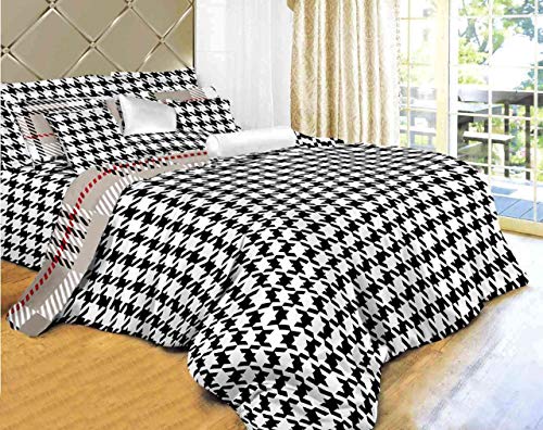 Dolce Mela Dm498T 4-Piece Check Bedding Dorm Room Duvet Cover Set, Twin X-Large, Houndstooth, Off-White #TOP2