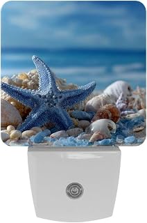 Sensor Lights Ocean Beach Starfish Seashell Blue Skyli Led Night Light for Hallway, Stair, Corridor, Kitchen, Living Room, Garage, Basement, Utility Room,2 Pack