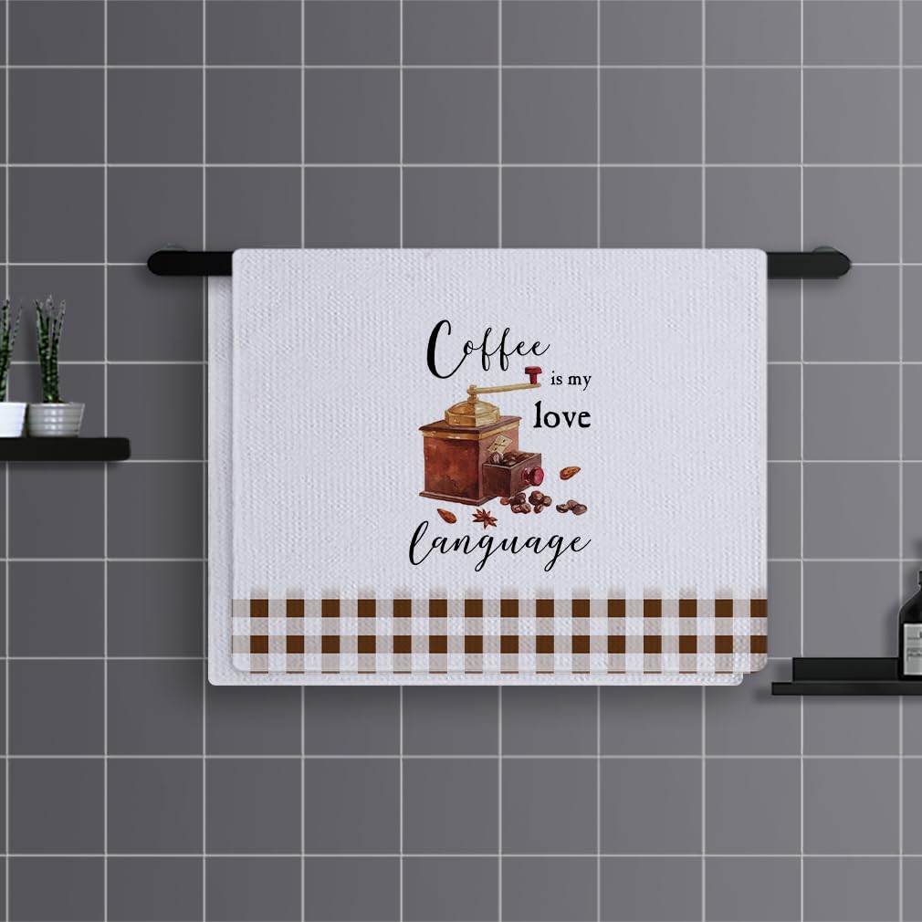 Trapos Cocina Granos De Café Marrones Paños de Cocina Suaves y Absorbentes Paños Cocina Reutilizables Trapos de Cocina para Secar Toallas Lavable Toallas de Barra Juego de 4 (40x60cm)