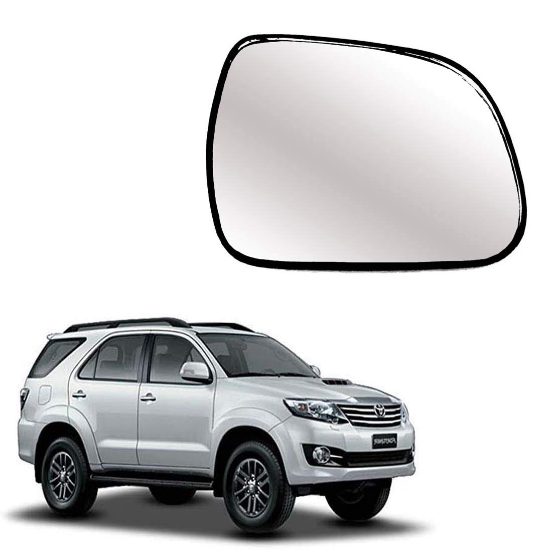 MACZO - orvm Right (Driver) Side Rear View Mirror Glass for Toyota Fortuner 2009-2015 Model