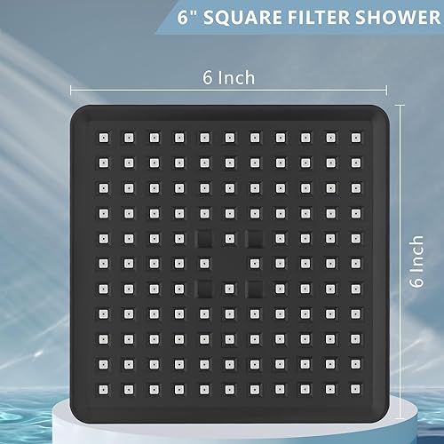 Miniatura 4 de Cabezal de ducha de lluvia de alta presión con filtro  Filtro cuadrado de 6 pulgadas para eliminar el cloro y sustancias nocivas, mejorar los
