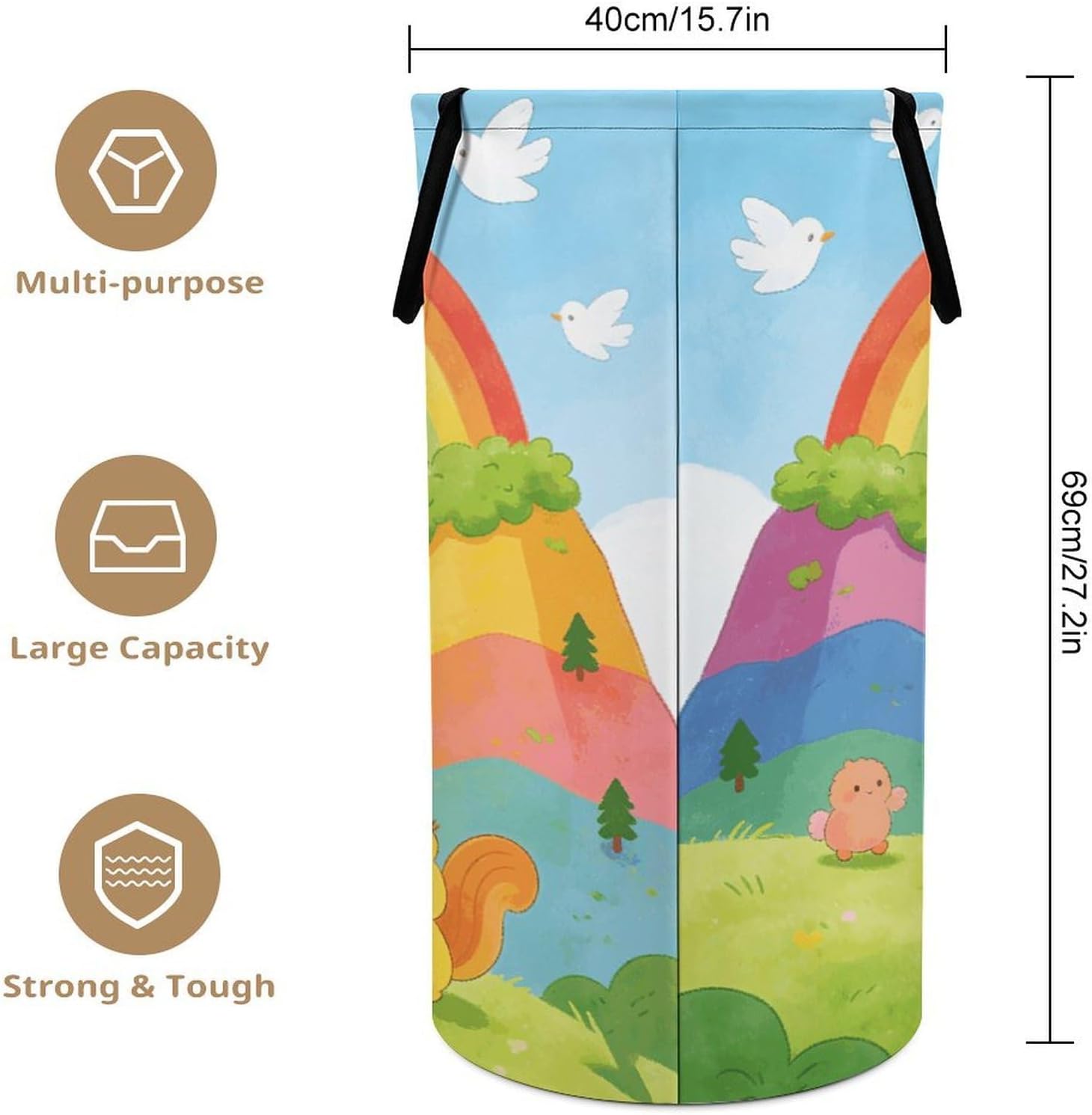 Rainbow Laundry Hamper Portable Lightweight Clothes Hampers Fashion Dirty Laundry Storage Basket Large Capacity Foldable Clothes Baskets for Bathroom Bedroom