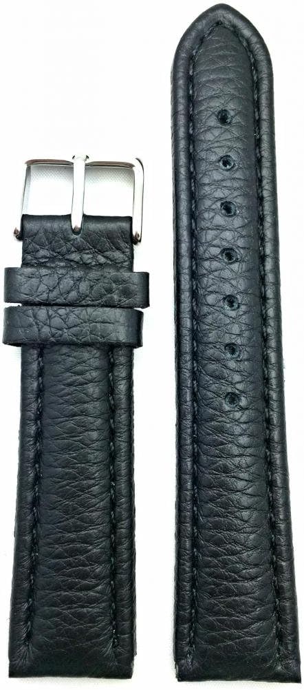NewLife 20mm Black Genuine Leather Watchband | Shrunken Buffalo Grain, Medium Padded Replacement Watchstrap that brings to Any Watch (Mens Standard Length)