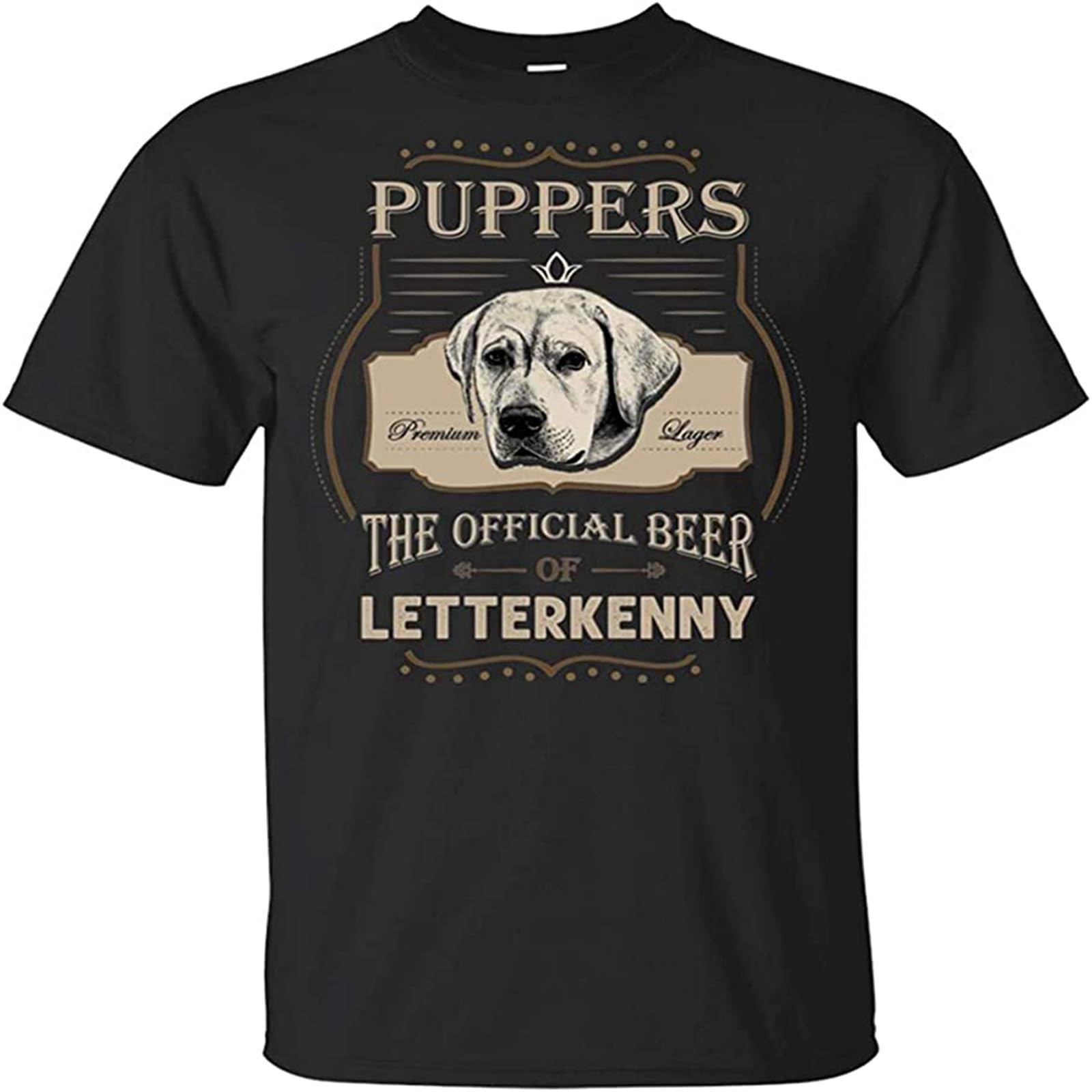 YUWANG Puppers R The Offical Beer of Letterkenny T-Shirt for Men Black XXL
