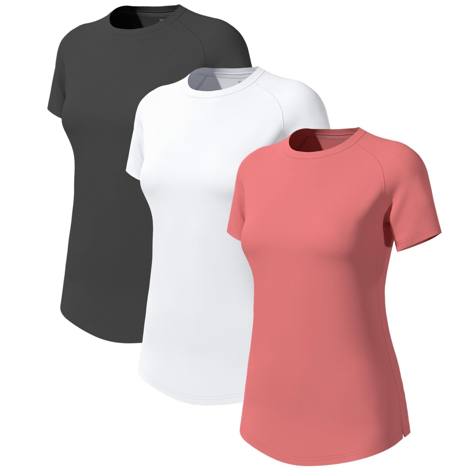 Wulibike 3 or 5er Pack Sportshirt Damen Kurzarm，Laufshirt Atmungsaktiv Funktionsshirt Schnell Trocknend UPF50+ Fitness Training Running Top Wandern Yoga Outdoor Activewear