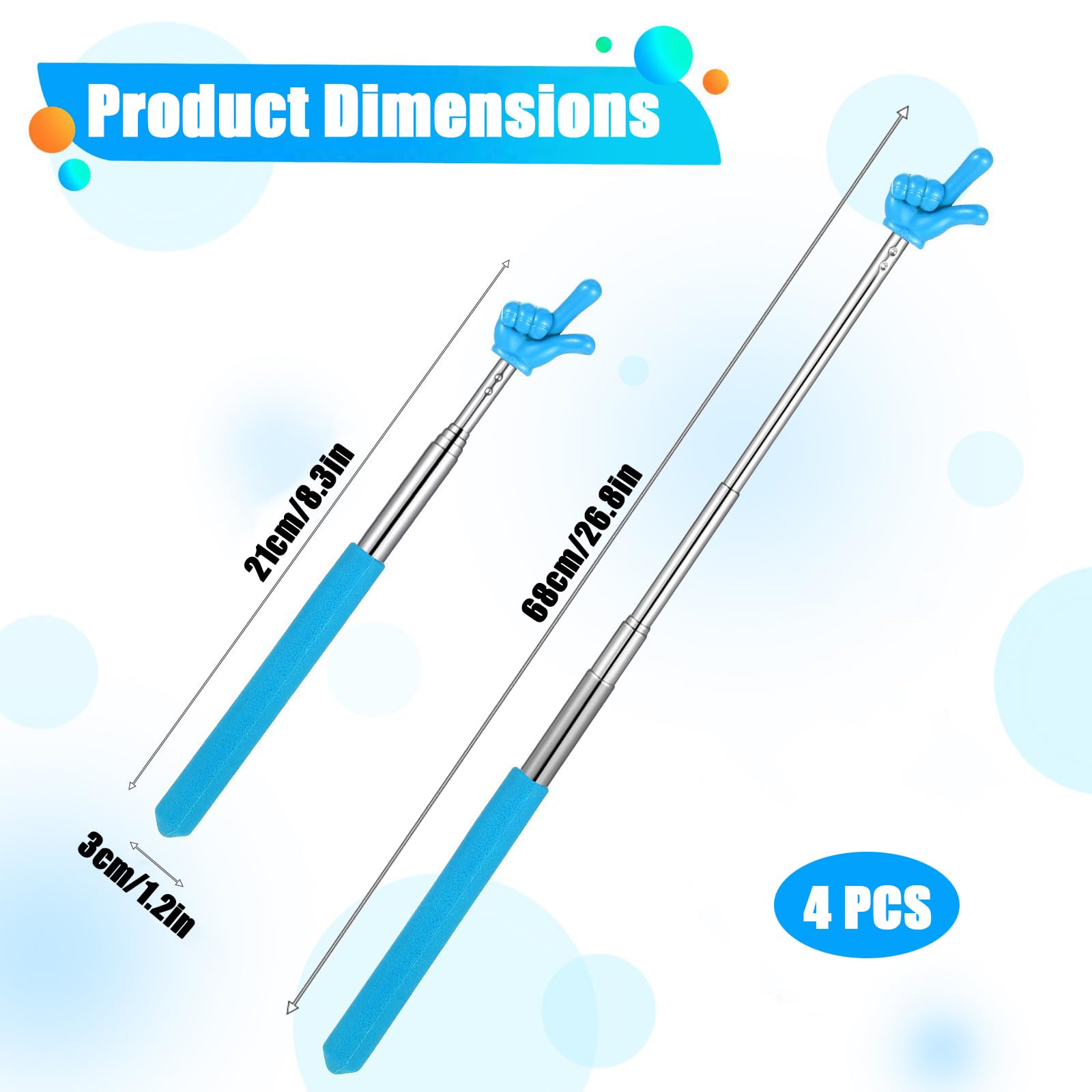 Pointeur Télescopique Extensible 4 PCS pour Enseignants Salle de Classe Présentations Tableaux Blancs