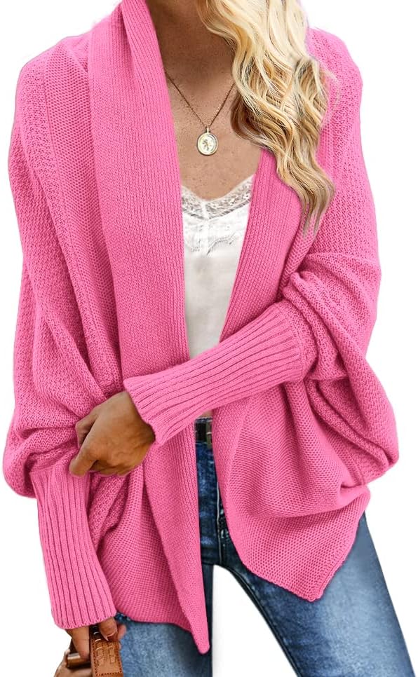 Imily Bela Women's Kimono Batwing Cable Knitted Slouchy Oversized Wrap Cardigan Sweater