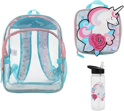 Floral Unicorn 5-Piece Backpack & Lunchbox Set With Water Bottle