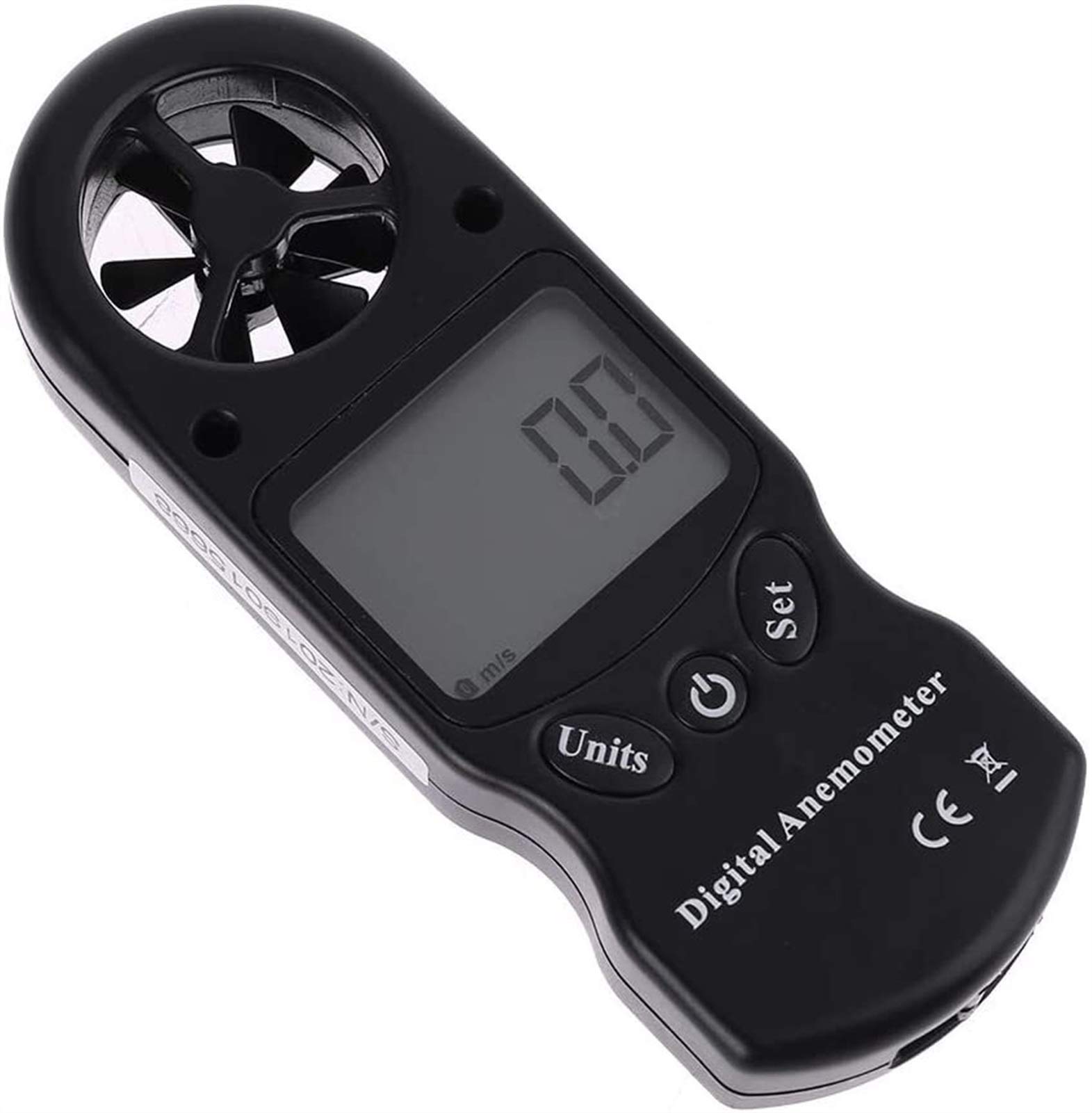JJJ 8 en 1 Anemómetro Digital LCD Pantalla LCD Termómetro Velocidad de Viento Escalofrío Presión Barométrica Altitud Punto de rocío Medición del Tiempo al Aire Libre (Color : Black)