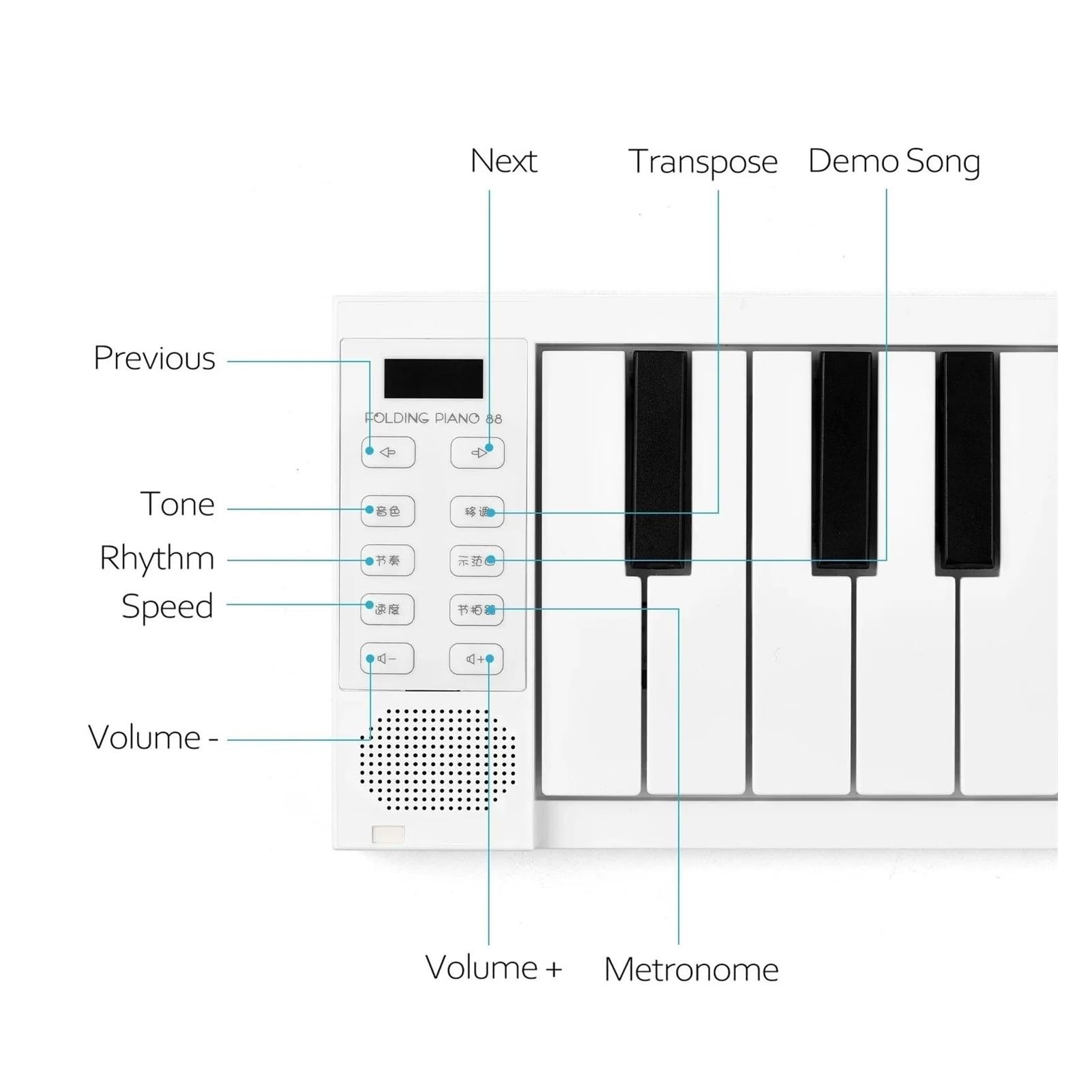 Tastiera Elettronica Professionale 88 Keye Pianoforte Pieghevole Pianoforte Digitale Tastiera Elettronica Portatile