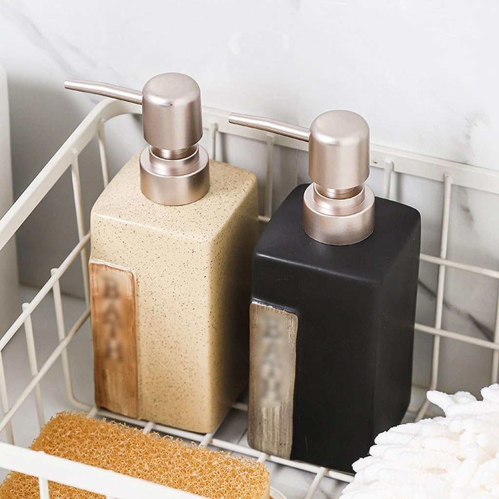 Kitchen Soap Dispenser Ceramic Simple Soap Dispenser Hand Sanitizer Bottle Press Bottle Shower Gel Shampoo Bathroom Bottle Suitable for Bathroom Bathroom Soap Dispenser(C)