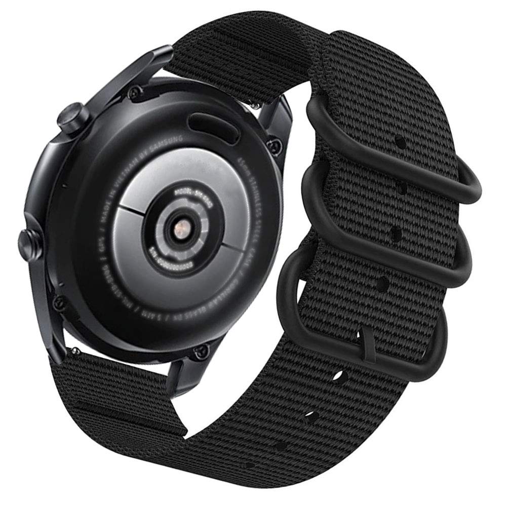 Sankel Compatible for Samsung Galaxy Watch 3 45mm/Galaxy Watch 46mm Band,22mm Woven Nylon Replacement Strap Sport Wristband for Galaxy Watch3 45mm/46mm/Gear S3 Classic/Frontier (Black, Small)
