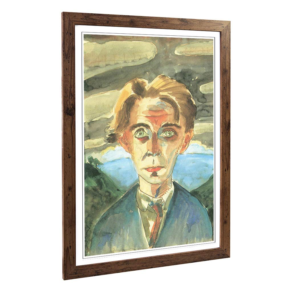 Big Box Art Framed Print of Walter Gramatte Self Portrait in Barcelona Design | Wall Art Picture | Home Decor for Kitchen, Living Room, Bedroom, Hallway, Walnut, A2 / 24.5x18 Inch / 62x45cm