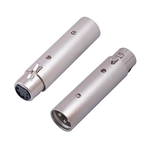 Paquete de 2 adaptadores XLR macho a hembra, convertidor de cable de luz de escenario DMX, conector de audio XLR macho de 5 pines a macho de 3 pines