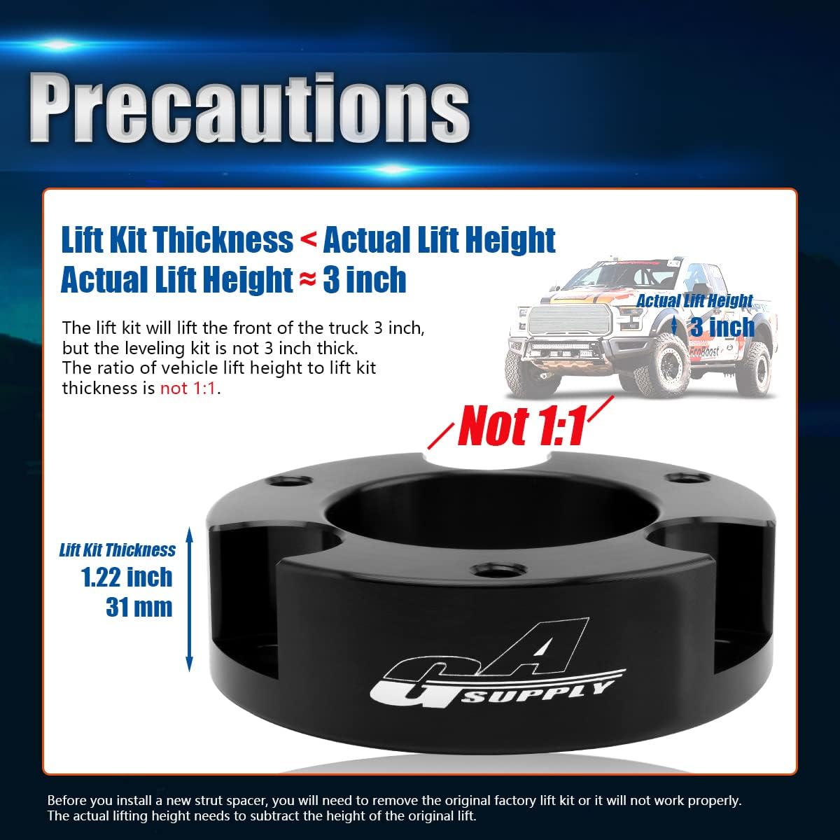 GAsupply 3" Front Leveling Lift Kits, Compatible with 1995-2004 Toyota Tacoma 4 Runner, 3 Inch Raise Strut Suspension Spacers