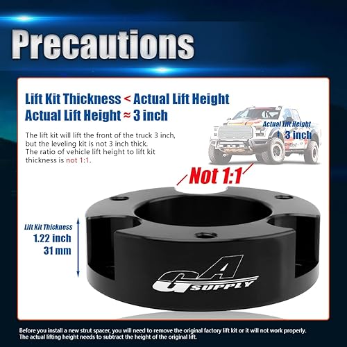 Vista 8 de GAsupply Kits de elevación de nivelación delantera de 2.5 pulgadas, compatibles con Toyota Tundra Sequoia 2WD 4WD 2007-2024, espaciadores