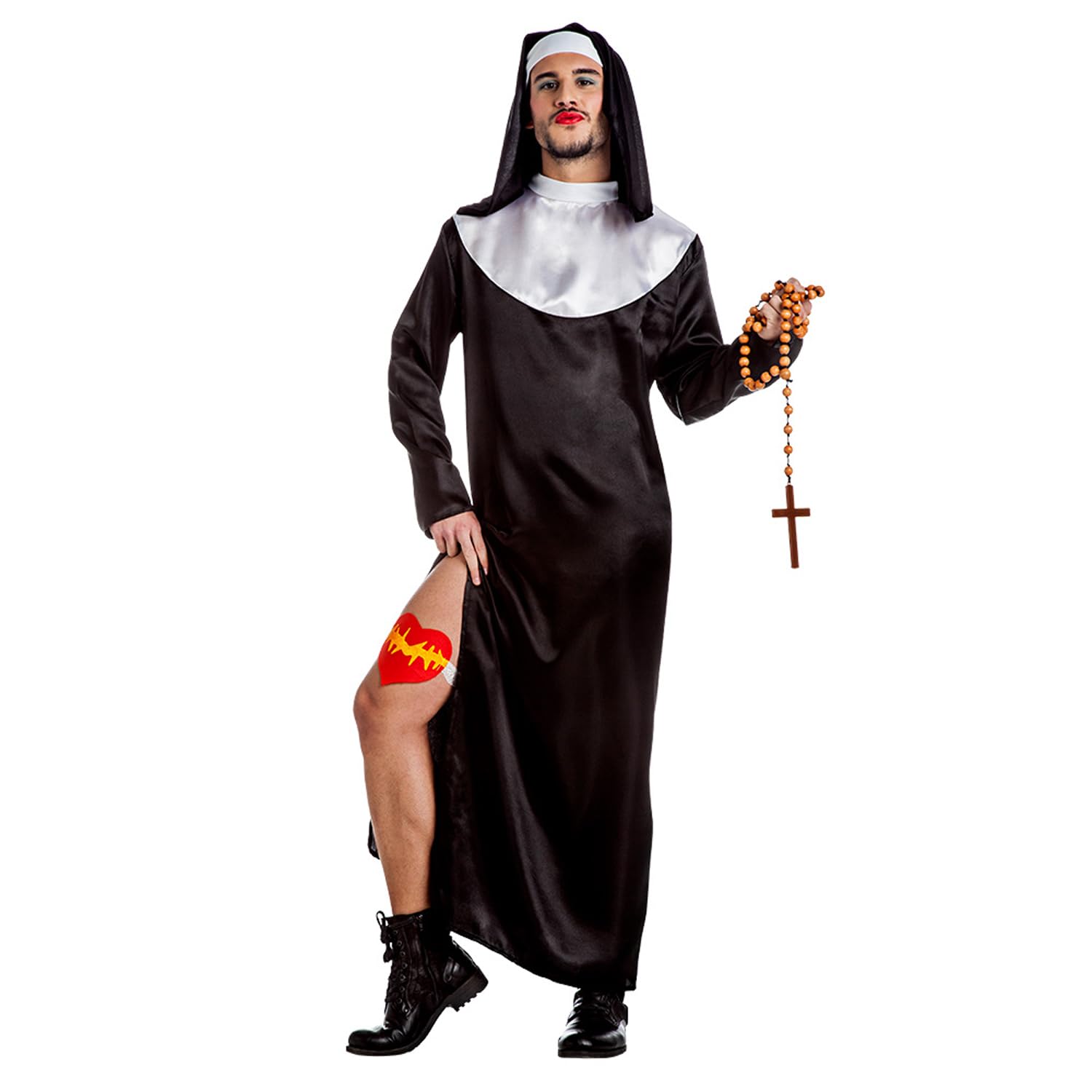 Boland 83929 Adult He-Nun Costume, Solid, Black, White, M-L