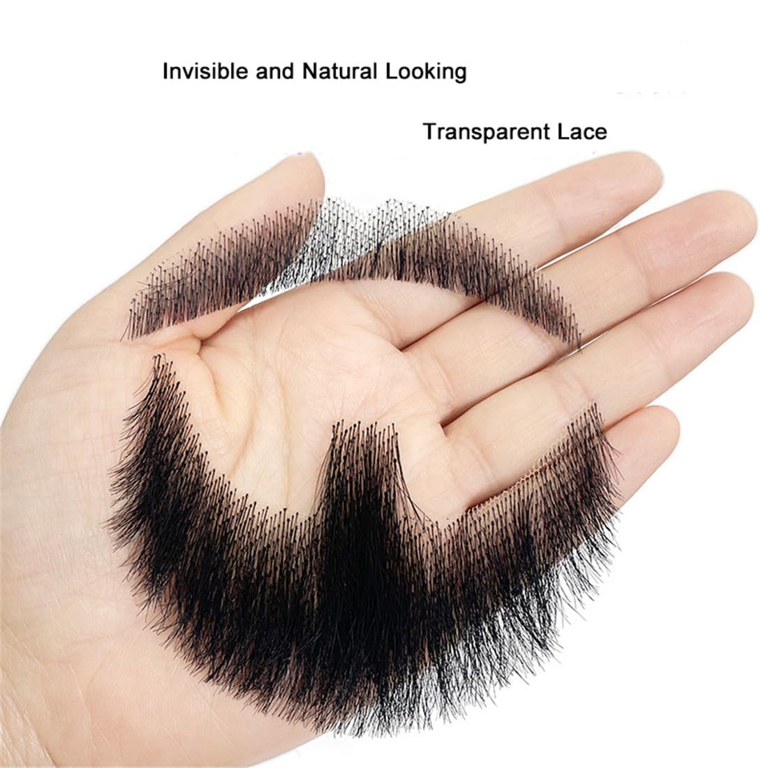 Handmade Fake Beard, Natural Looking Transparent Lace Whisker Hand-Tied False Facial Beard, Human Hair Beard for Men (Brown, HZ012)
