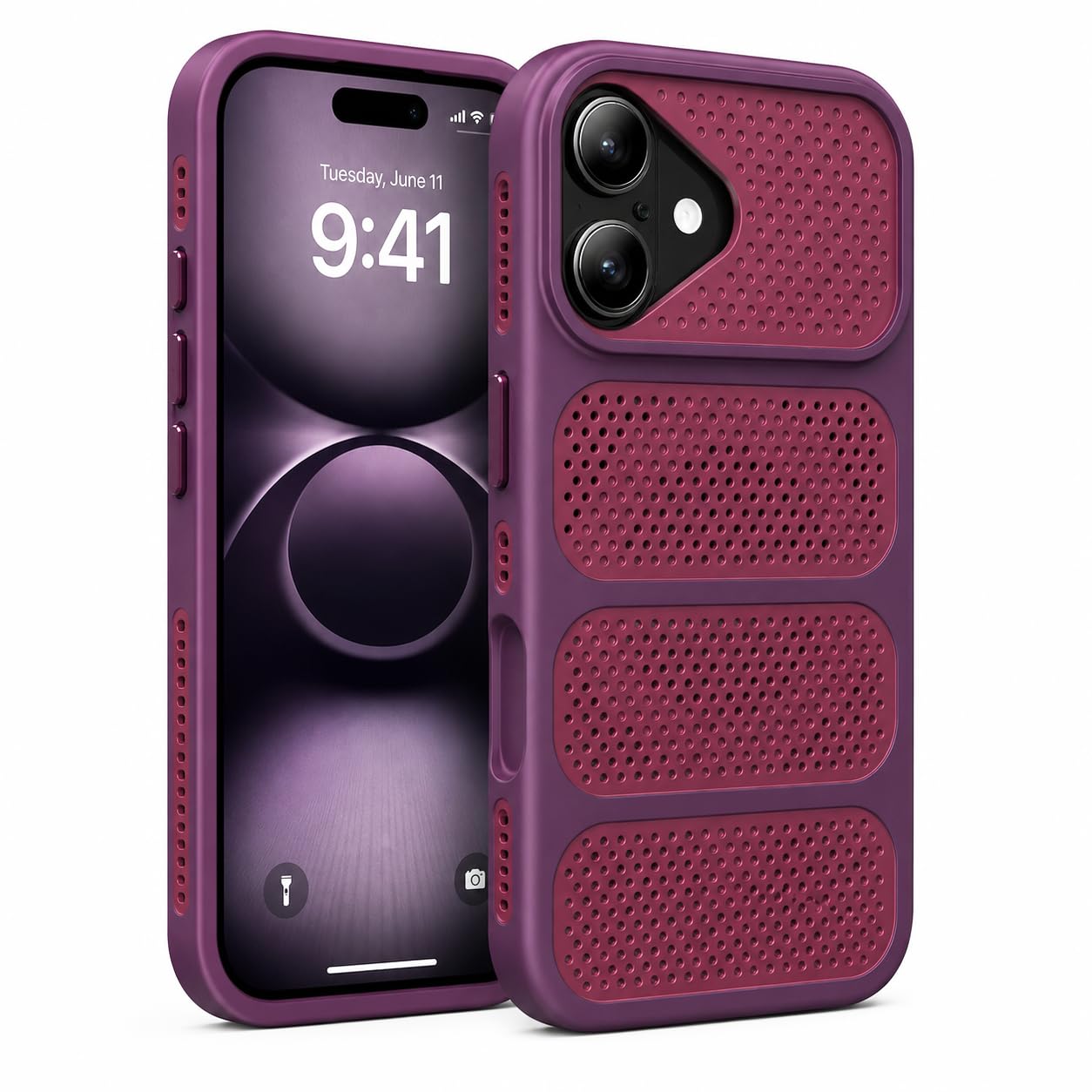 Enflamo for iPhone 17 Hard Back Cover Case Magnetic Heat Dissipation & Raised Camera Protection (Magenta)-image-3