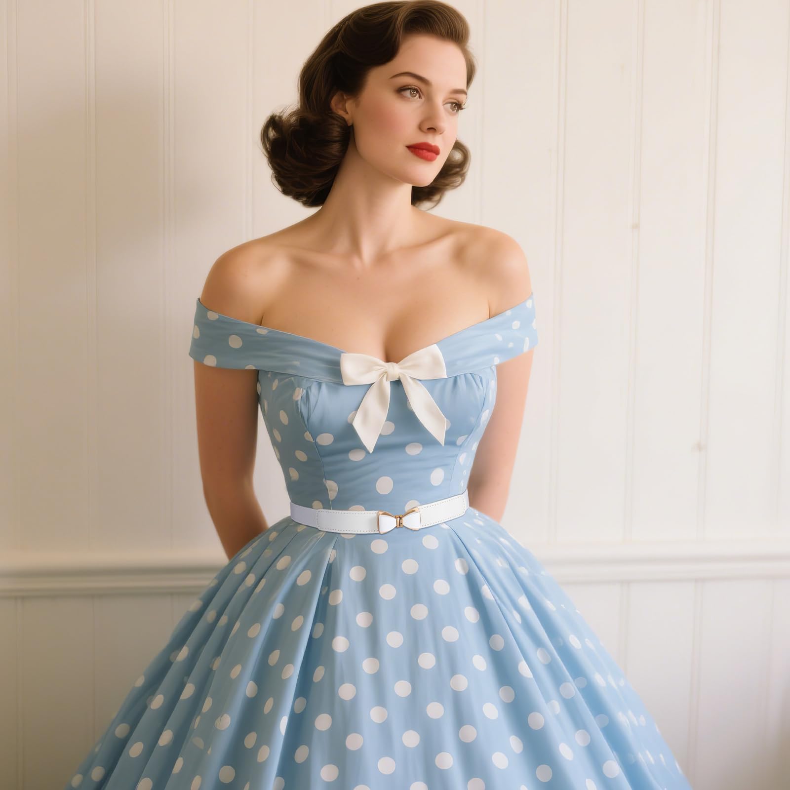 VONMELLI Elastischer Taillengürtel Damen,Vintage Dehnbarer Dünner Gürtel für Kleid, Mode Stretchgürtel Damen mit Schleifenschnalle
