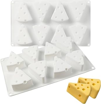 3D Cheese Silicone Baking Molds for Mousse Cake, 8-Cavity Chocolate Pan for French Dessert Pudding Ice Cream Candle