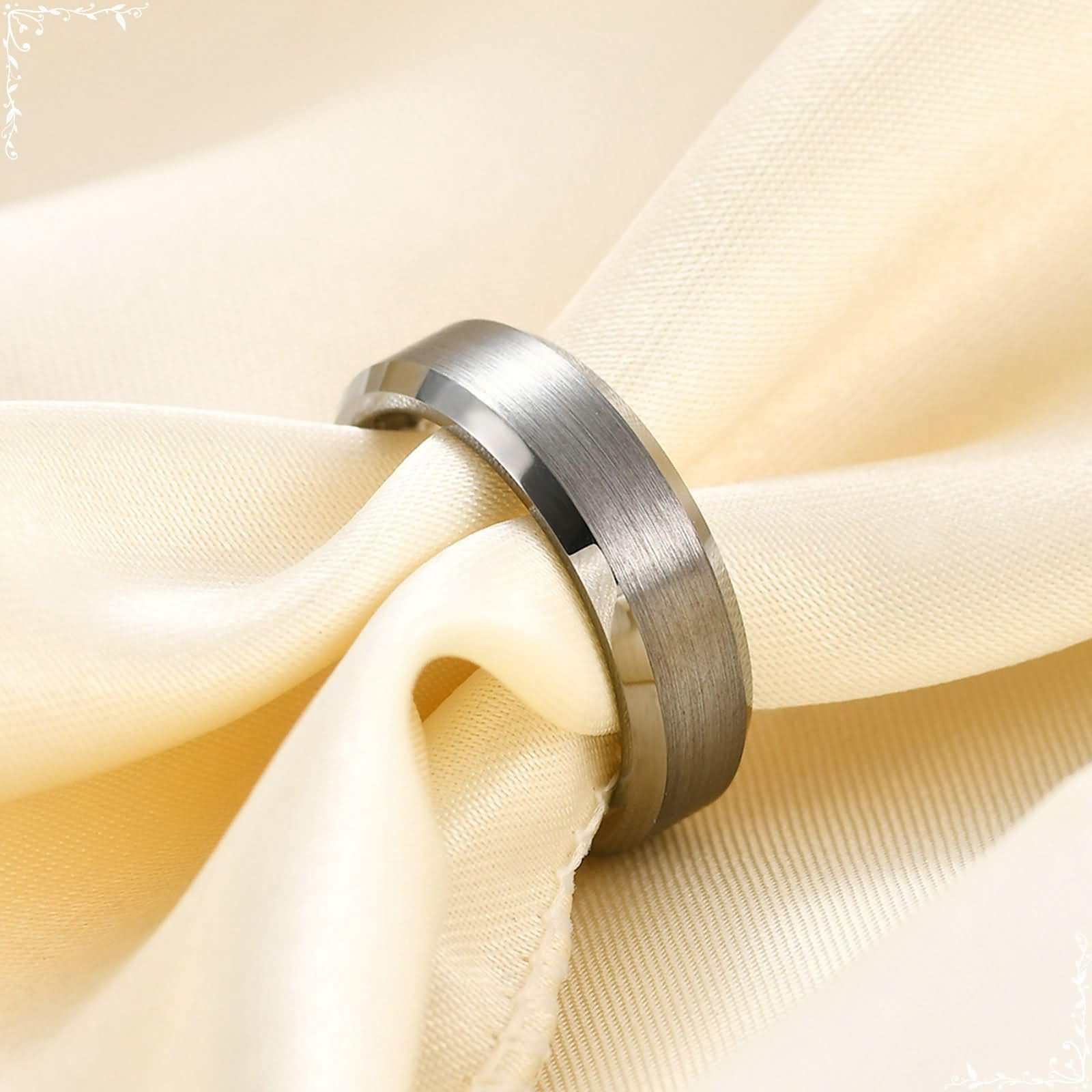 Anillo Tungsteno de Mujer Grabado Personalizado,Anillos 4/6/8MM con Redondo Mate Anillos Compromiso Plata Anillos de Compromiso Pareja