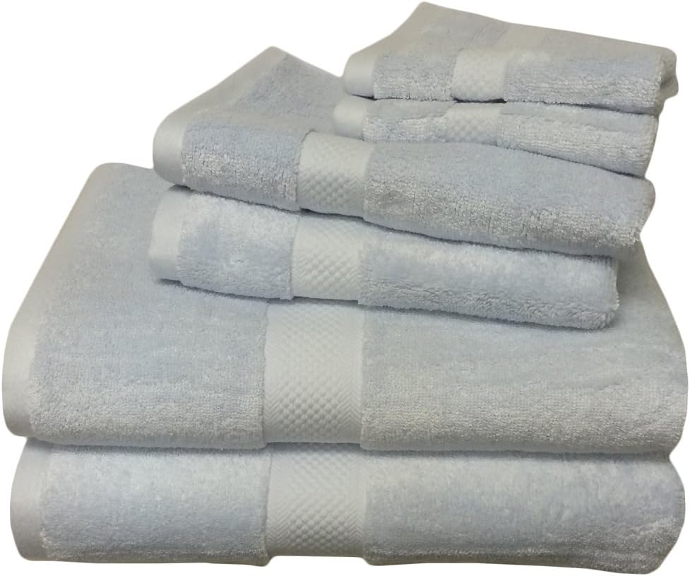Royal Hotel Bedding 6pc Blue Viscose from Bamboo Blend Towel Set, Includes 2 Bath Towels, 2 Hand Towels, 2 Wash Clothes