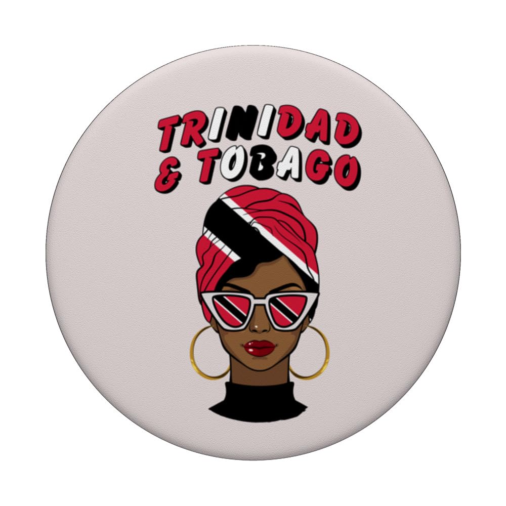 Trinidad & Tobago, Trinidadian Flag, Trinidadian Women Girls PopSockets Swappable PopGrip, Black - Image 3