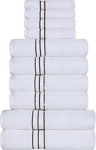 Superior Juego de toallas de algodón turco ultra afelpadas de 10 piezas, ideal para baño principal, baño de invitados, secado rápido, ducha, spa,