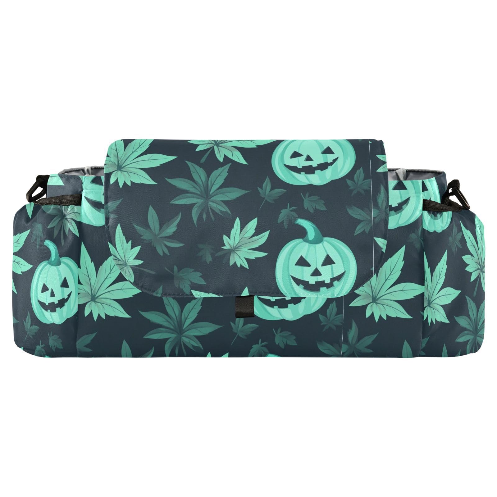 Green Halloween Evil Pumpkin Maple Leaf stroller organizer cute diaper caddy organizer mobile phone accesorios para coche de acesorios para baby